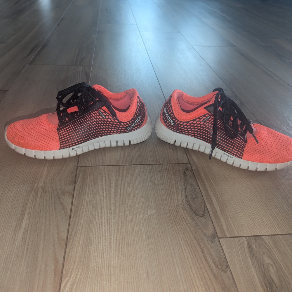 Reebok Nanoweb Neon Orange and Black Athletic Shoes.